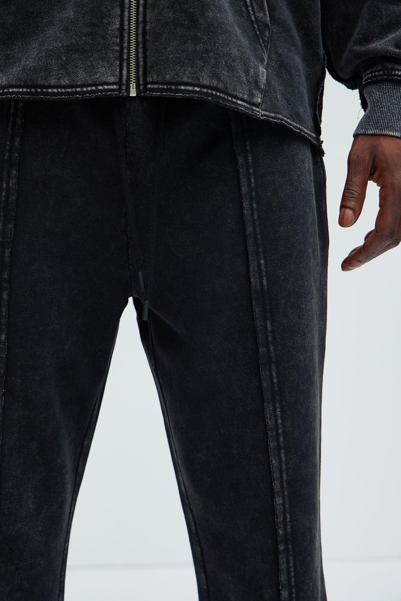 Tyson Frayed Seams Sweatpants - Black Product Image