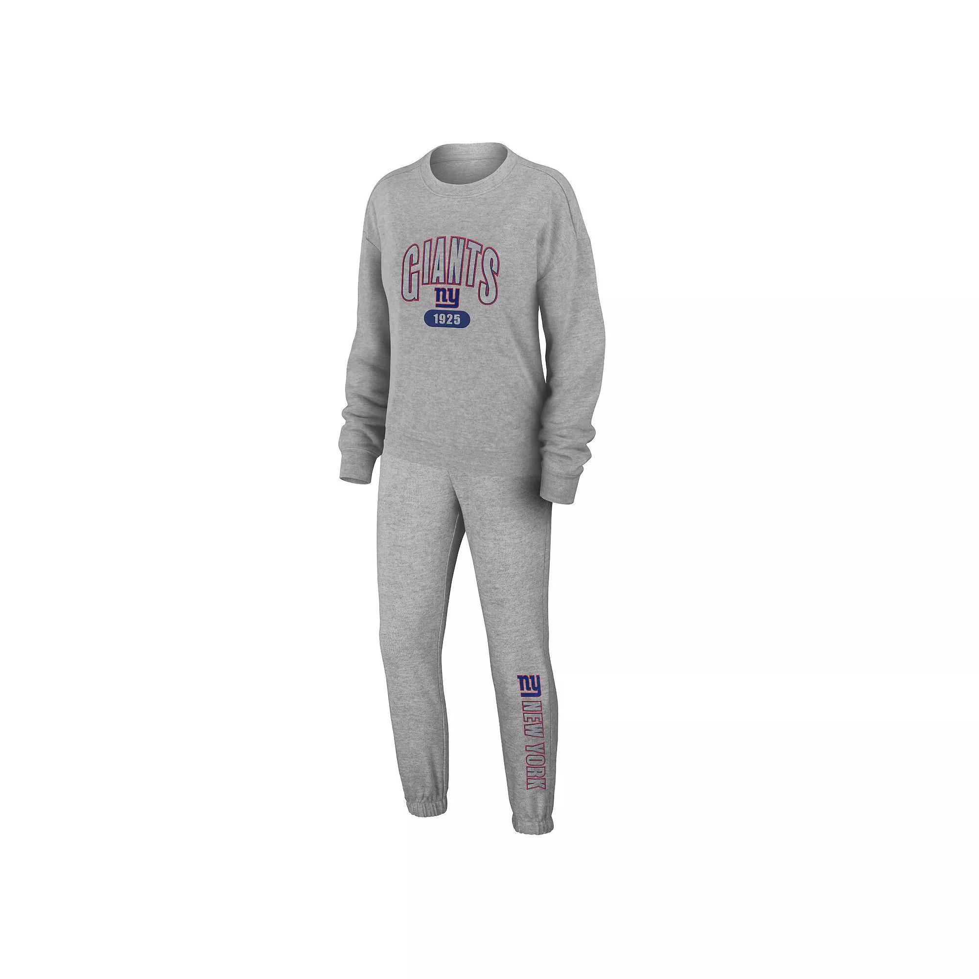 Women's WEAR by Erin Andrews Heather Gray Tampa Bay Buccaneers Knit Long Sleeve Tri-Blend T-Shirt & Pants Sleep Set, Size: XL, Grey Product Image