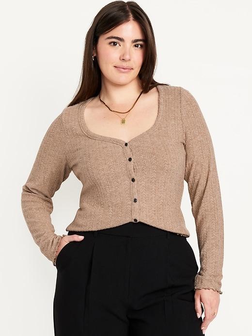 Button-Down Pointelle Top Product Image