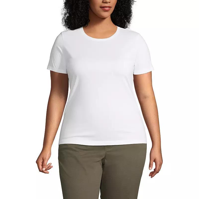 Plus Size Lands' End Relaxed Supima Cotton Crewneck Tee, Women's, Size: 3XL, White Product Image