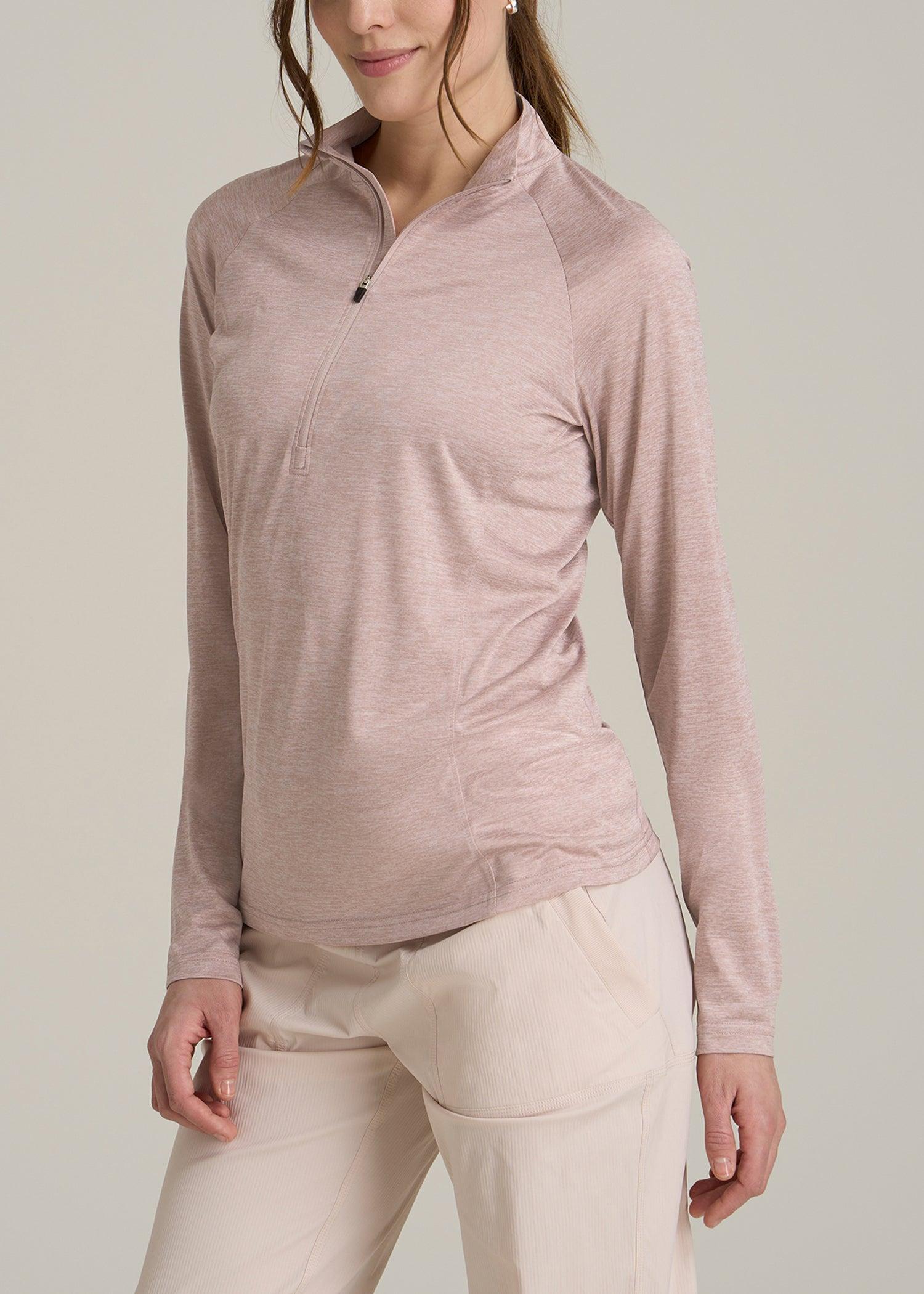 Long Sleeve Active Half Zip Pullover Tall Women's Jacket in Desert Rose Mix Female Product Image
