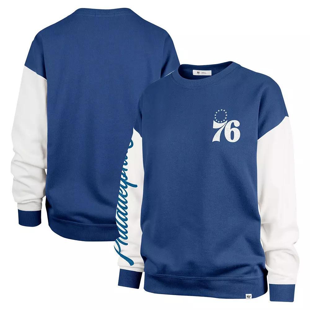Women's '47 Royal Philadelphia 76ers  Rise Andie Oversized Pullover Sweatshirt, Size: Small, 76r Blue Product Image