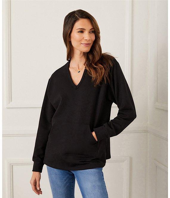 Karen Kane Fleece V-Neck Long Sleeve Pullover Product Image