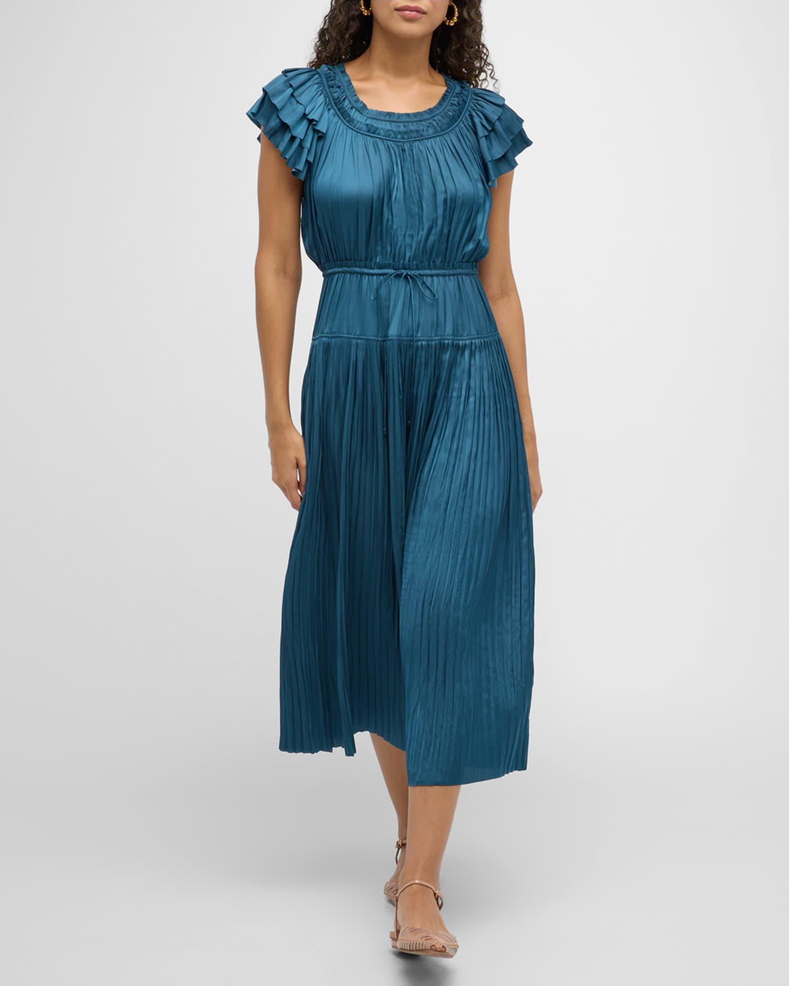 Kalesta Pleated Ruffle Mini Dress Product Image
