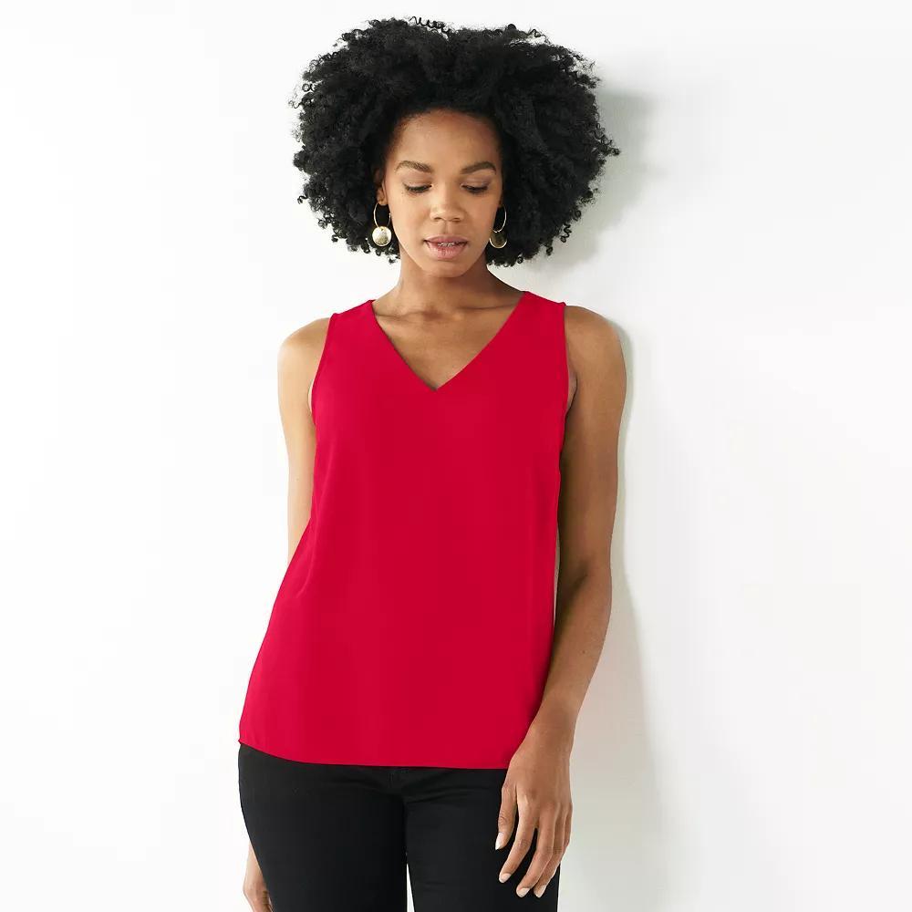 Women's Nine West V-Neck Tank Top, Size: XXL, Ivory Tusk Product Image