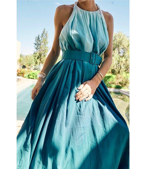 Antonio Melani x M.G. Style MG Ombre Halter Neck Sleeveless Belted Maxi Dress Product Image