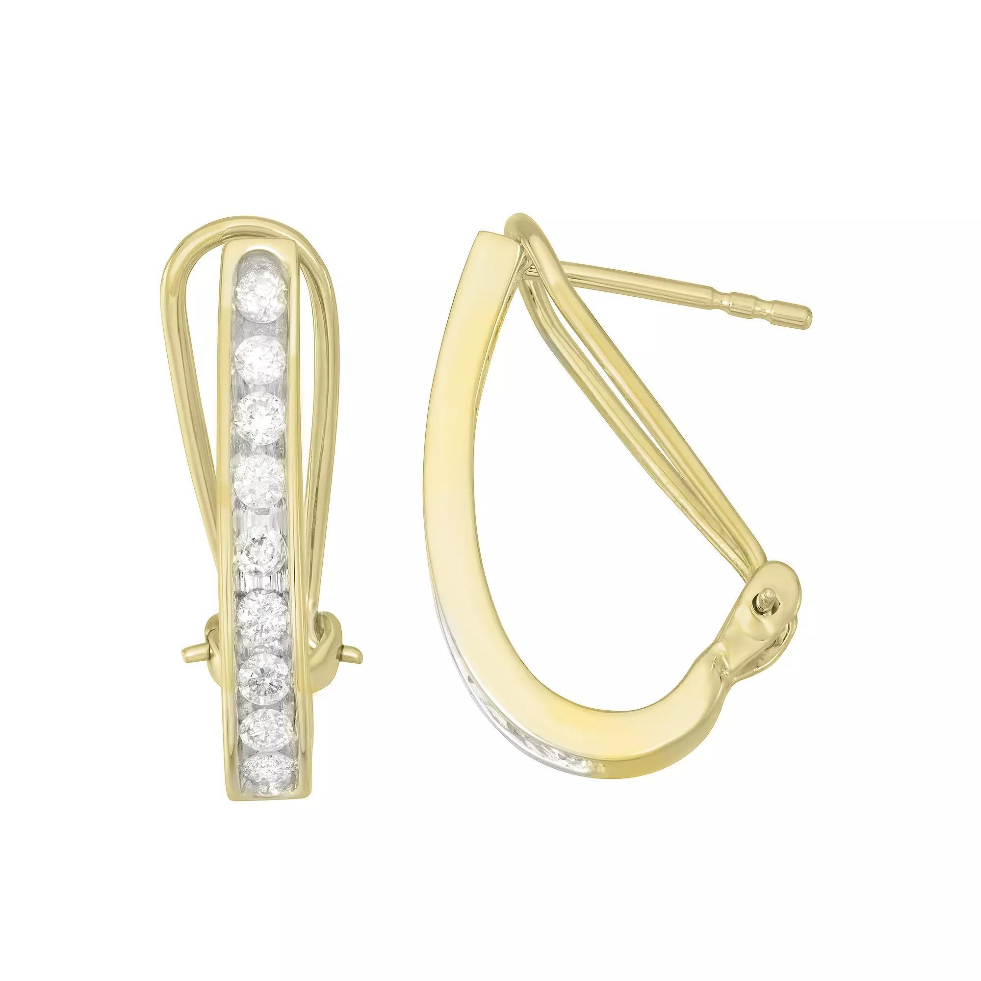 10k Gold 1/2 Carat T.W. Diamond J-Hoop Earrings, Women's Product Image