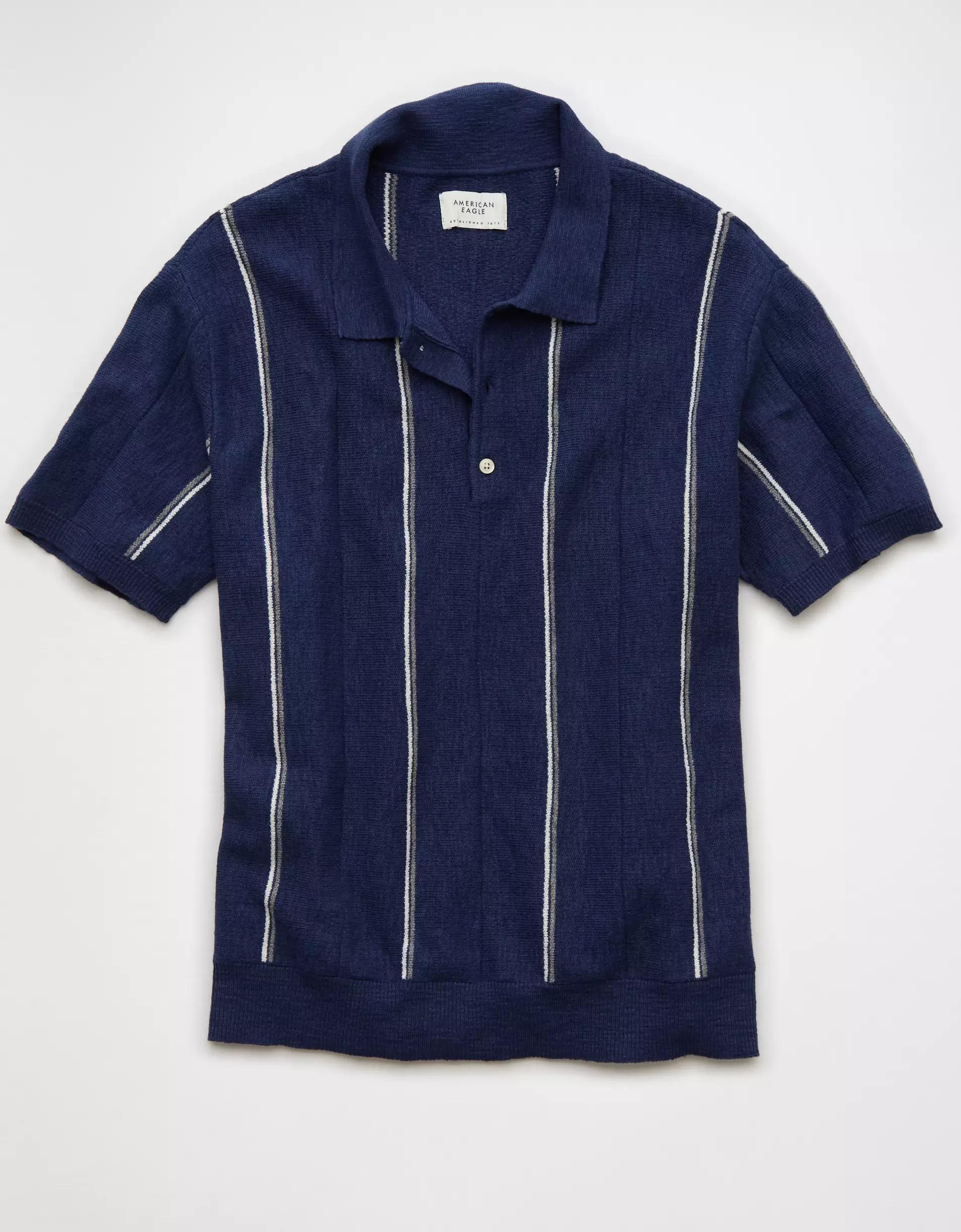 AE Weekend Striped Sweater Polo Shirt Product Image