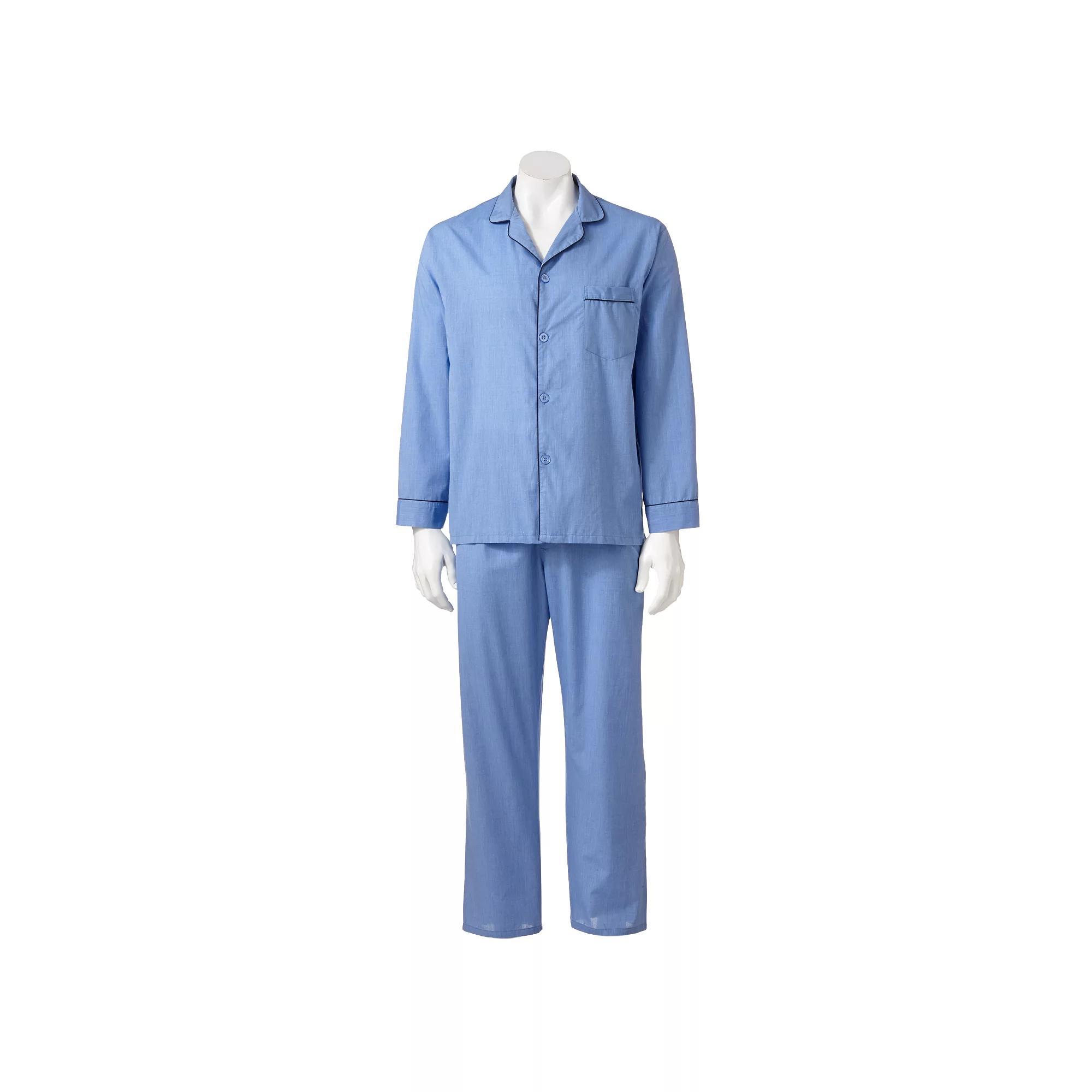 Big & Tall Hanes® Classics Pajama Set, Men's, Size: XXL Tall, Solid Blue Product Image