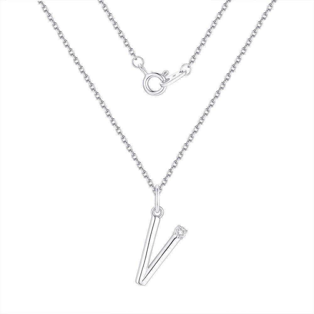 Forever Radiant Diamond Accent Initial Pendant Necklace, Women's, Size: 18", Silver Tone V Product Image