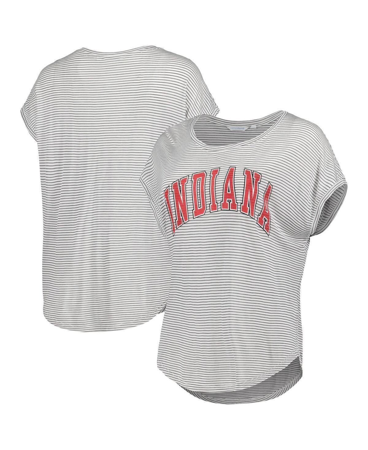 Womens /Charcoal Indiana Hoosiers Day Trip Striped Scoop Neck T-Shirt Product Image