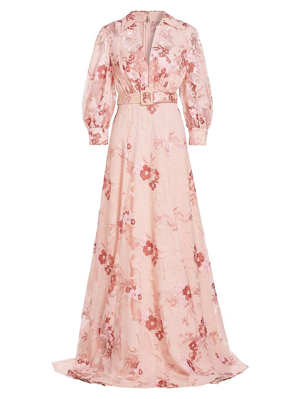 Womens Lace Belted Gown Product Image