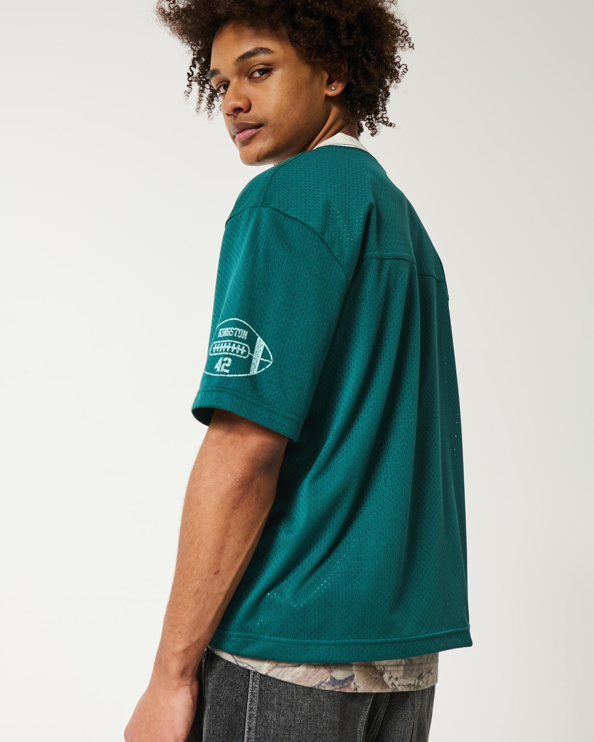 Boxy Crop Mesh Graphic Football Jersey Product Image