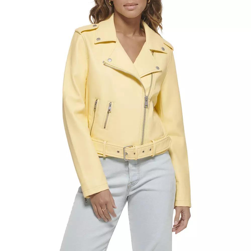 Womens Levis Belted Faux Leather Motorcycle Jacket Product Image