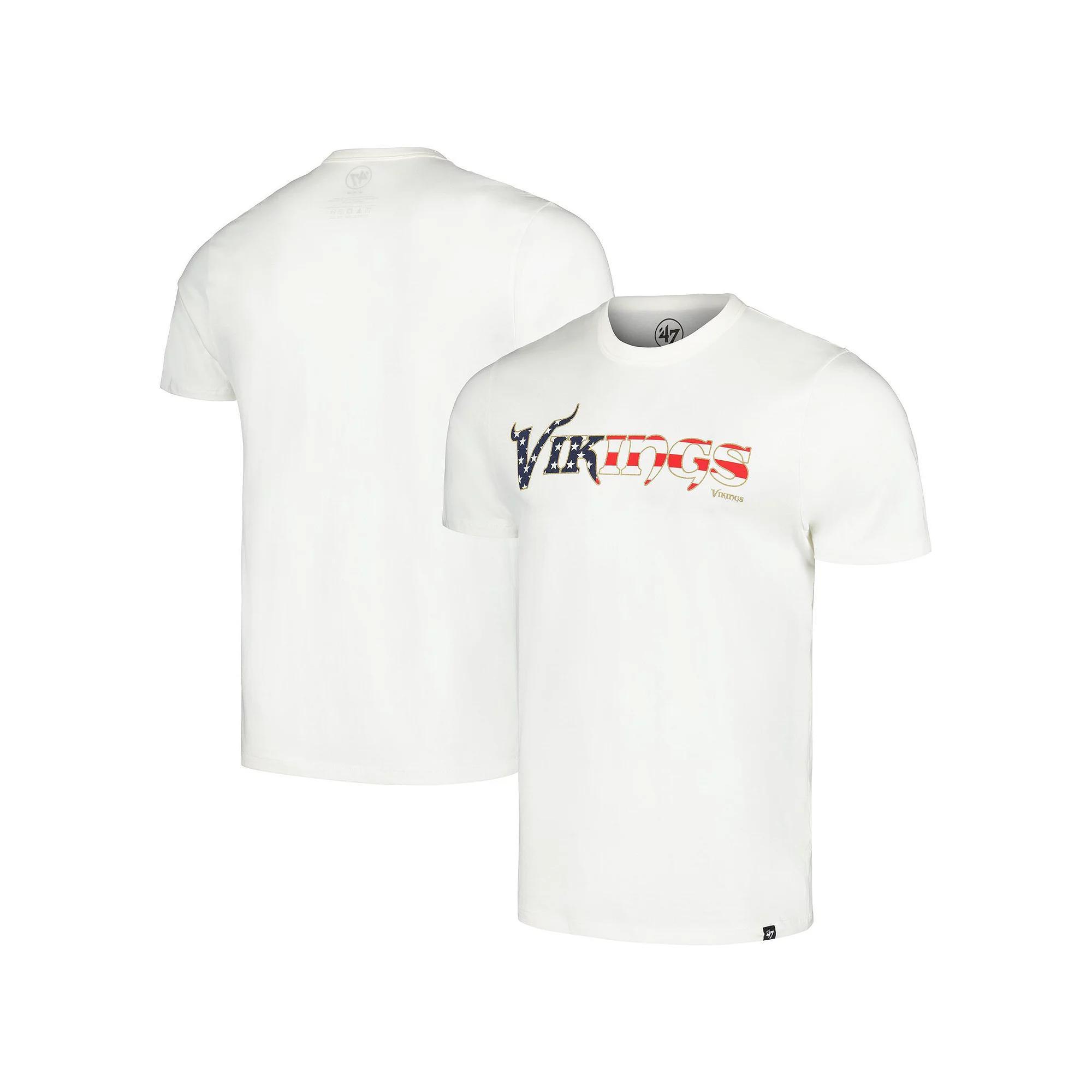 Men's '47 White Minnesota Vikings Flag Script Franklin T-Shirt, Size: Large Product Image