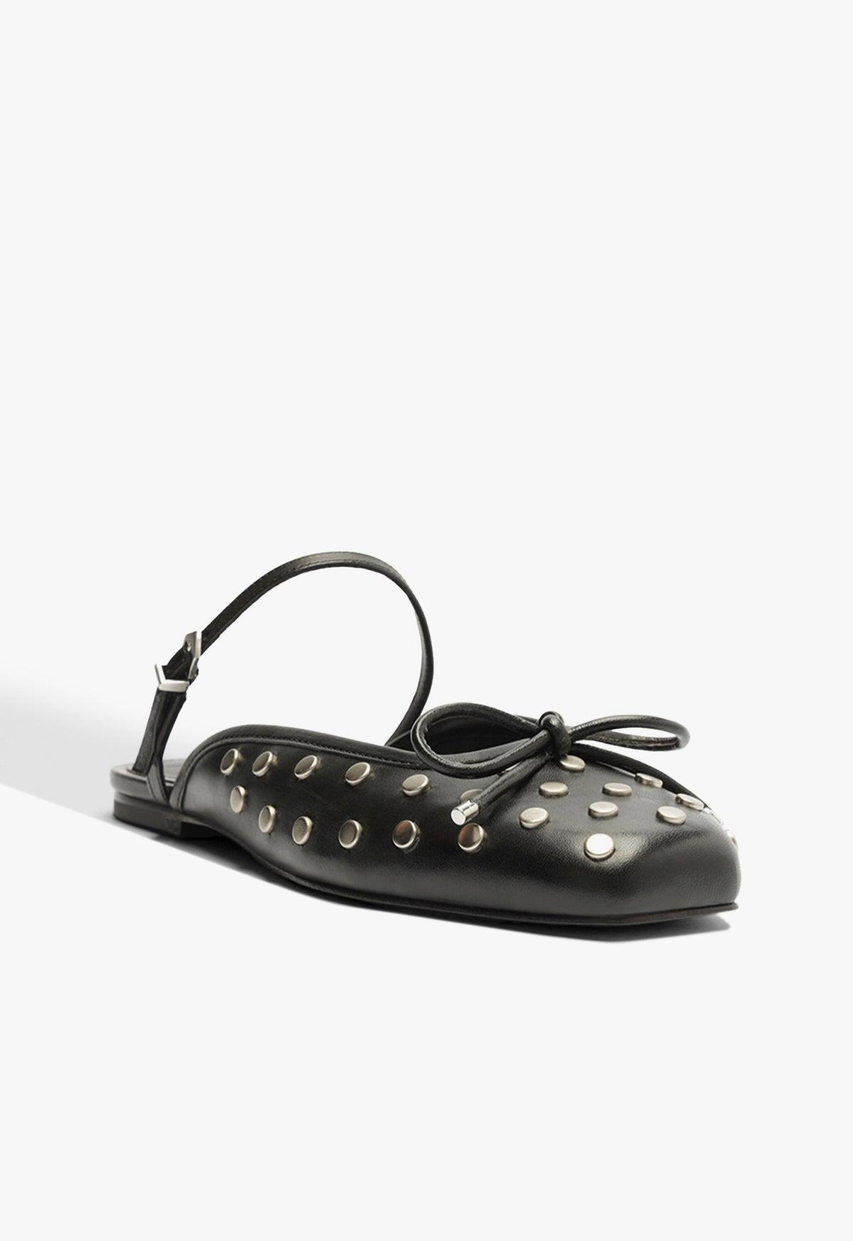 Arissa Mule Black Leather Flat Product Image