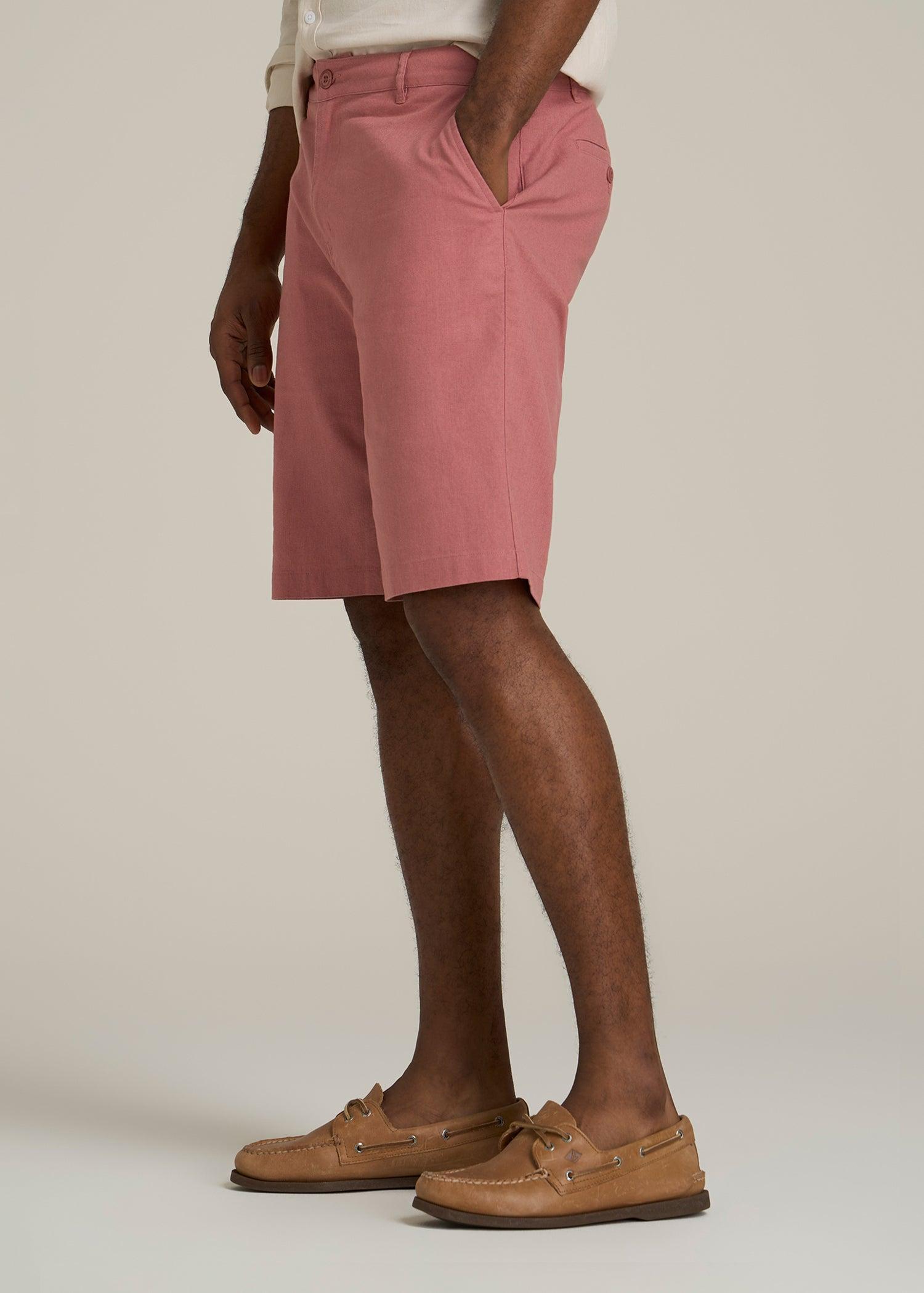Linen Shorts For Tall Men in Withered Rose Product Image