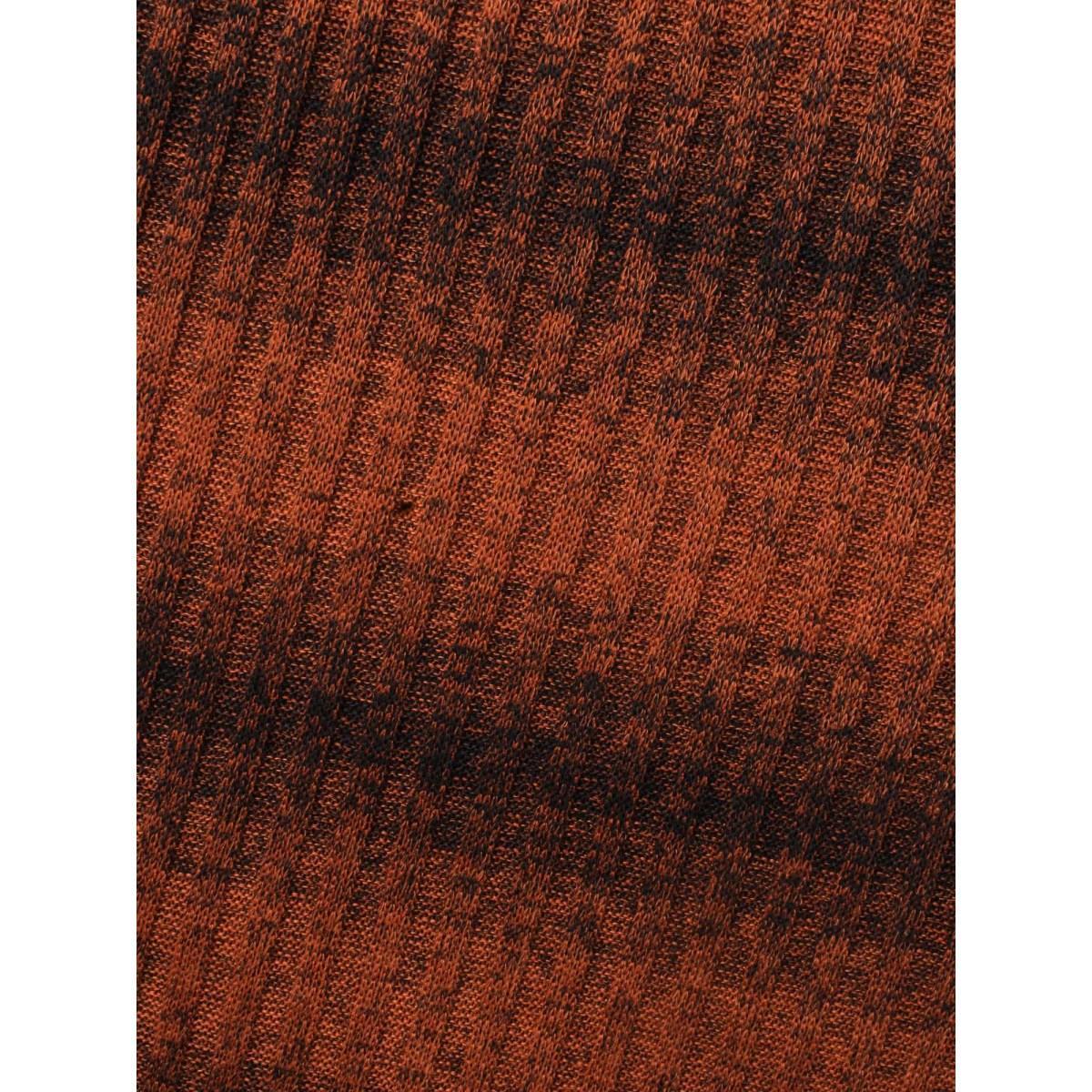 Plus Size Ombre Striped Rib Knit Slim Fit Dress OrangeRed Women Casual Texture Round Neck Long Sleeve Curvy BloomChic 22-24/3X Product Image