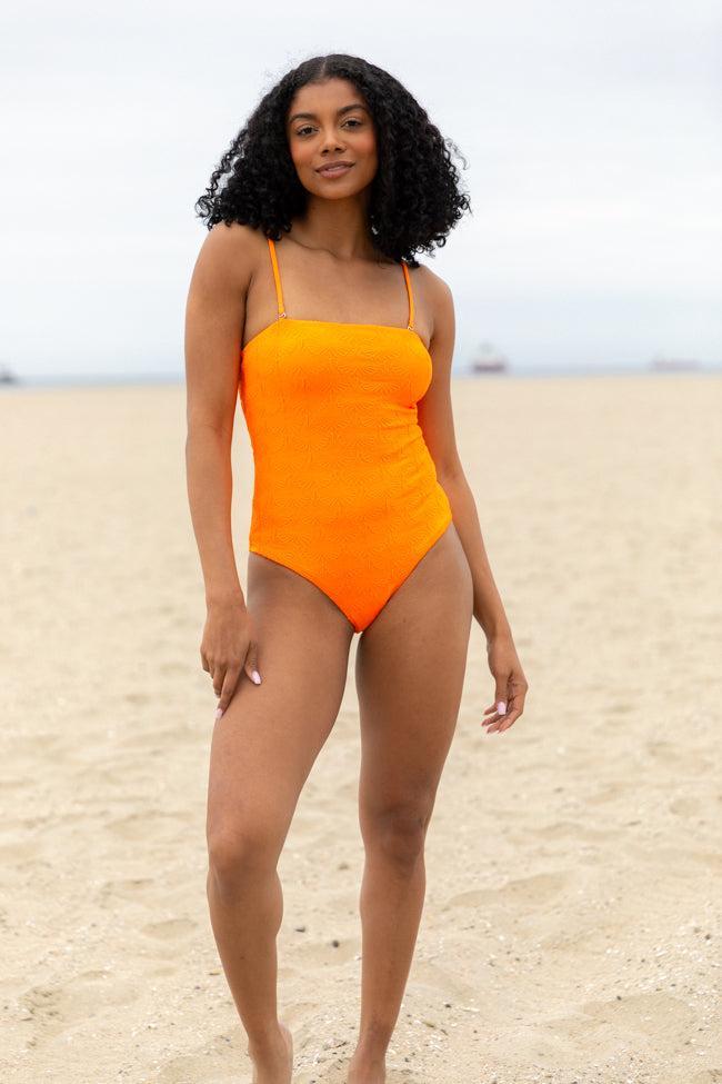 Coral Reef Orange Textured One Piece Swimsuit SALE Product Image
