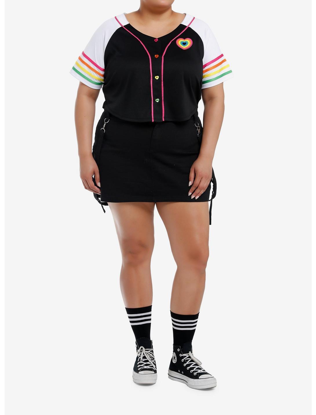 Social Collision Heart Rainbow Jersey Crop Top Plus Size Product Image