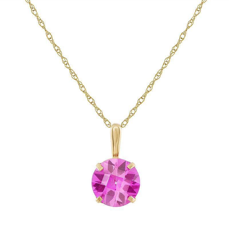 Designs by Gioelli 10k Gold Gemstone Solitaire Pendant Necklace, Women's, Size: 18", Red Product Image