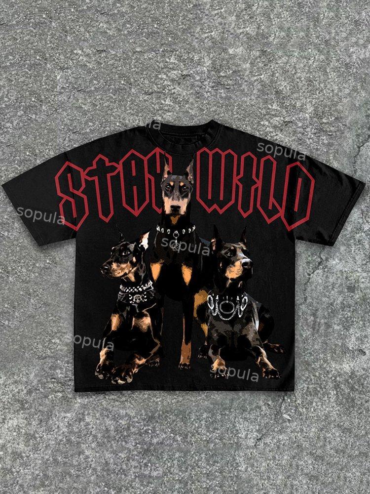 Sopula Doberman June Print Cotton T-Shirt Product Image