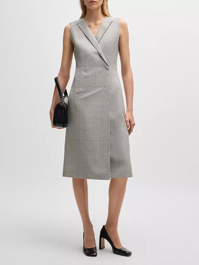 Wrap Front Dress in Checked Virgin Wool Crepe Product Image