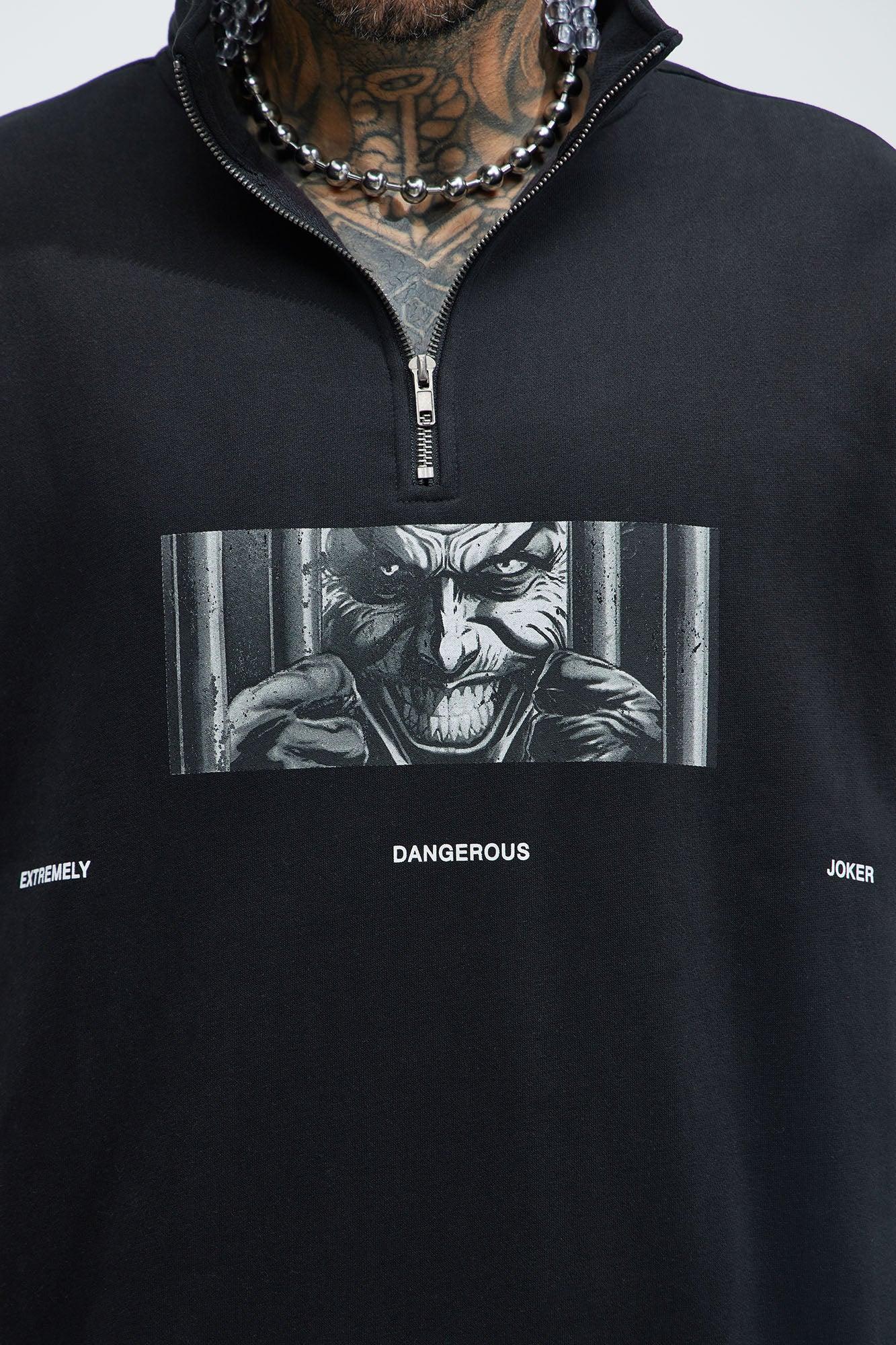 Joker Arkham Asylum Quarter Zip Sweatshirt - Black Product Image