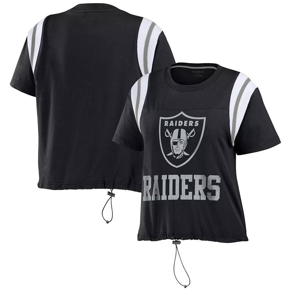 Women's WEAR by Erin Andrews Black Chicago White Sox Cinched Colorblock T-Shirt, Size: Medium Product Image