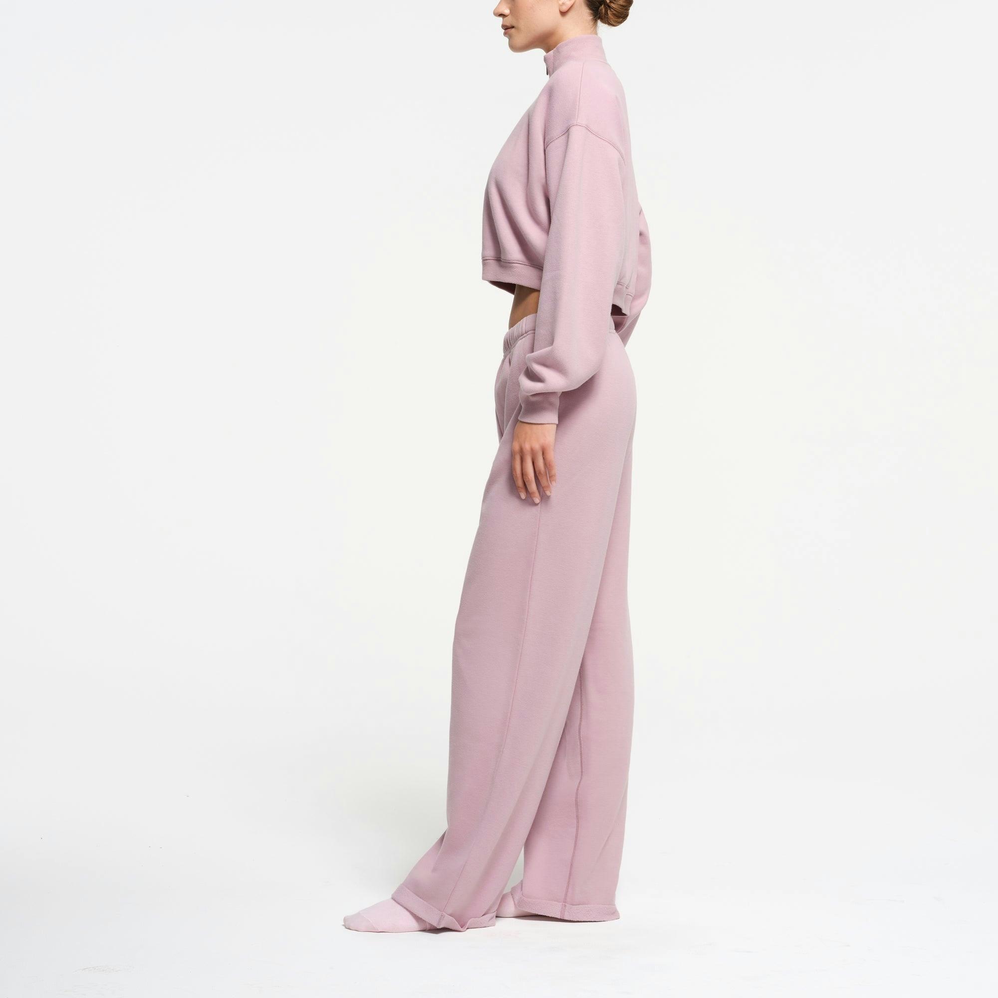 COTTON FLEECE CROPPED HALF ZIP PULLOVER | DUSK Product Image