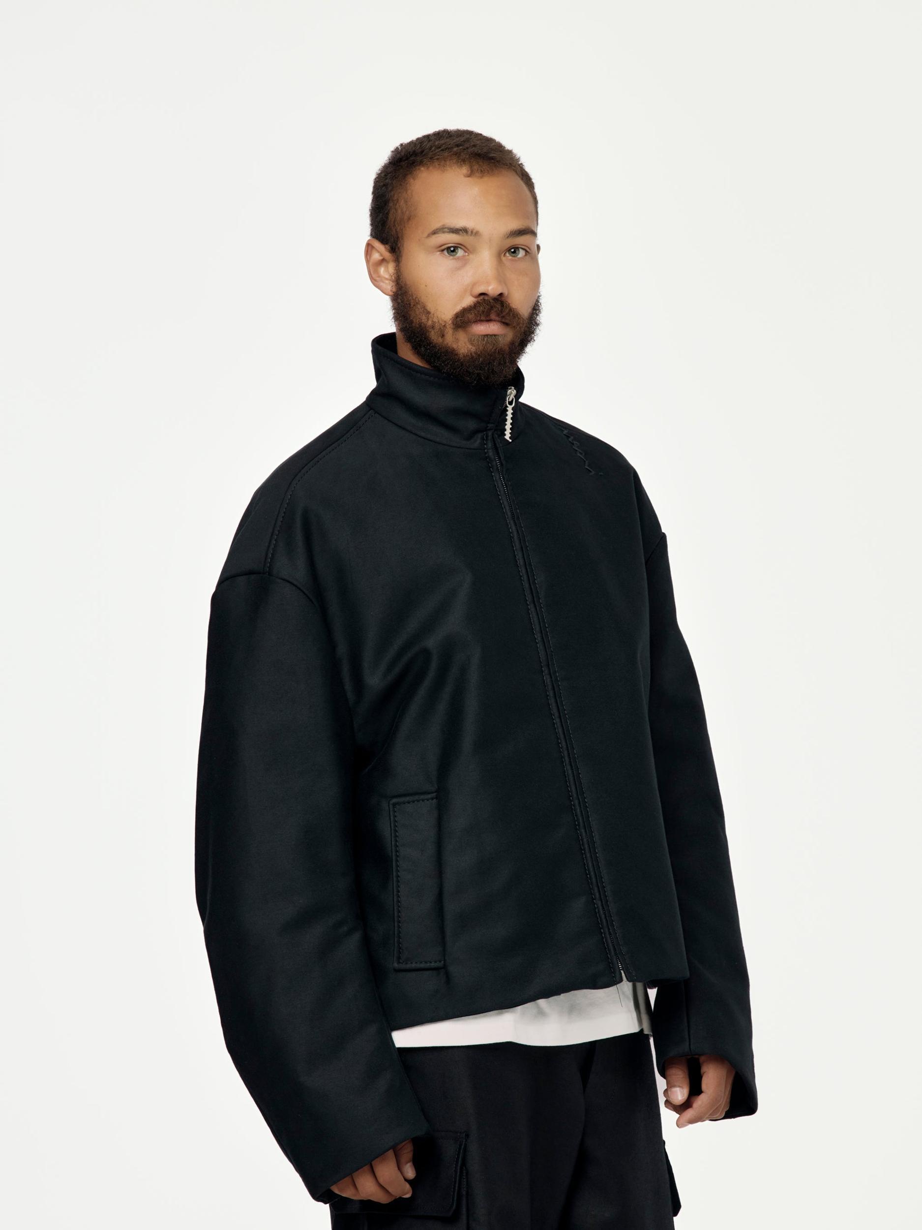 Cropped Cocoon Jacket (Black) Product Image
