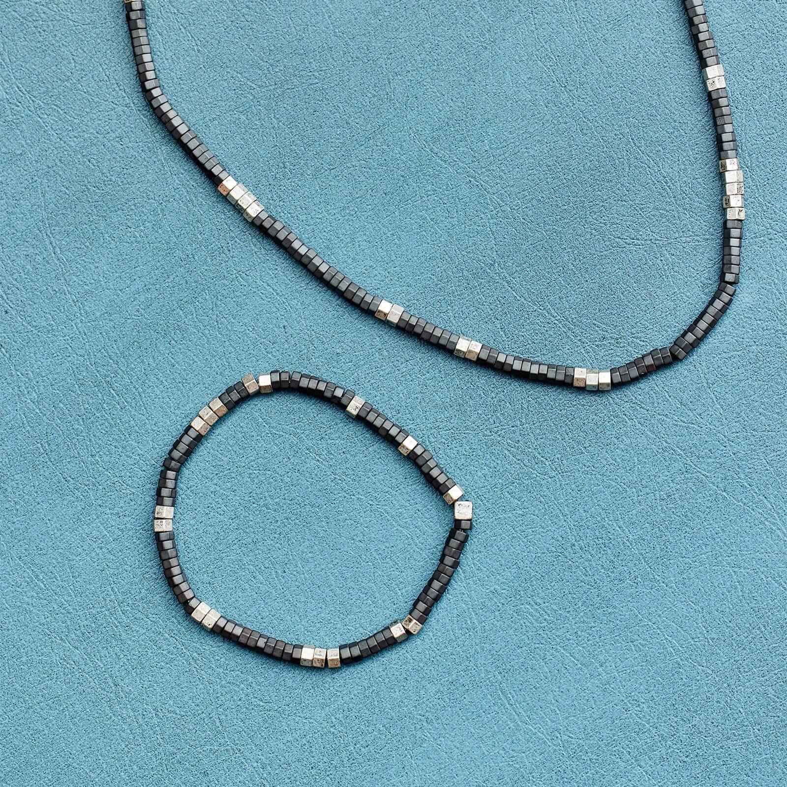 Men's Faceted Pyrite Stretch Bracelet Male Product Image