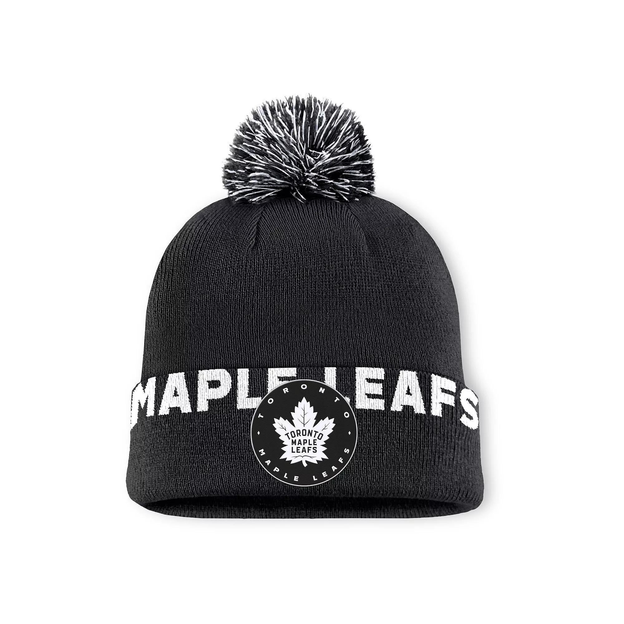 Men's Fanatics  Black Toronto Maple Leafs Fundamental High Stick Cuffed Knit Hat with Pom, Mpl Black Product Image