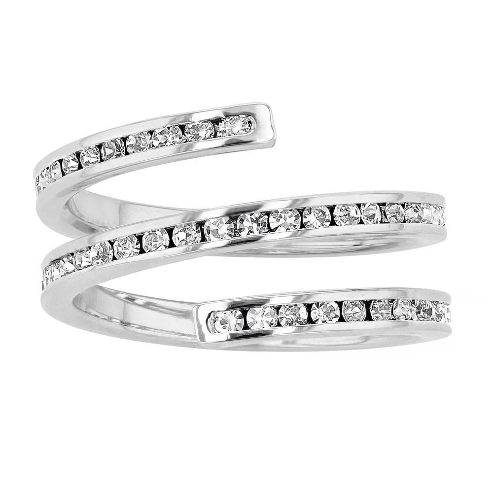 Traditions Jewelry Company Fine Silver Plated Crystal Spiral Ring, Womens White Product Image