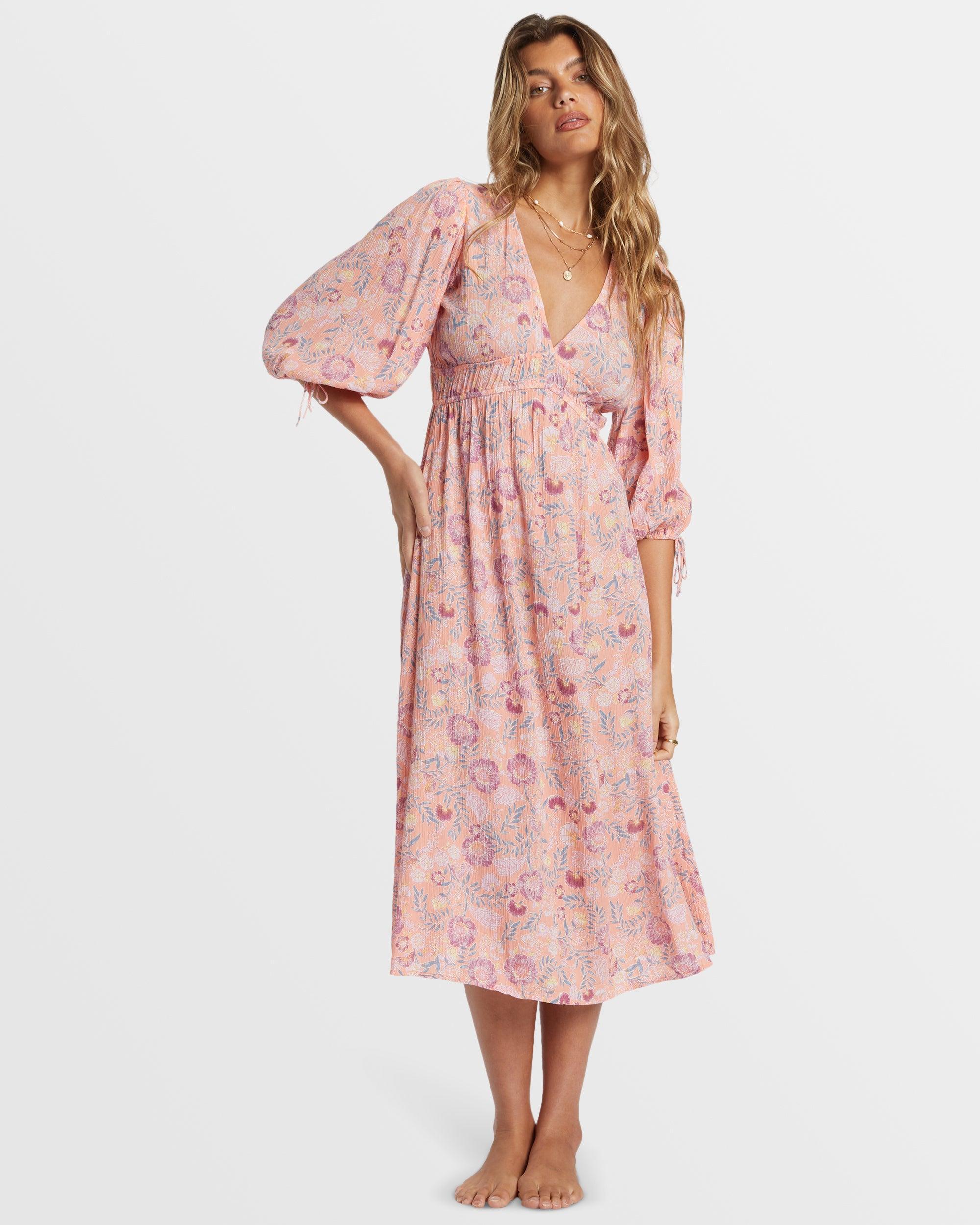 Paradise Sky Midi Dress - Peach Paradise Female Product Image