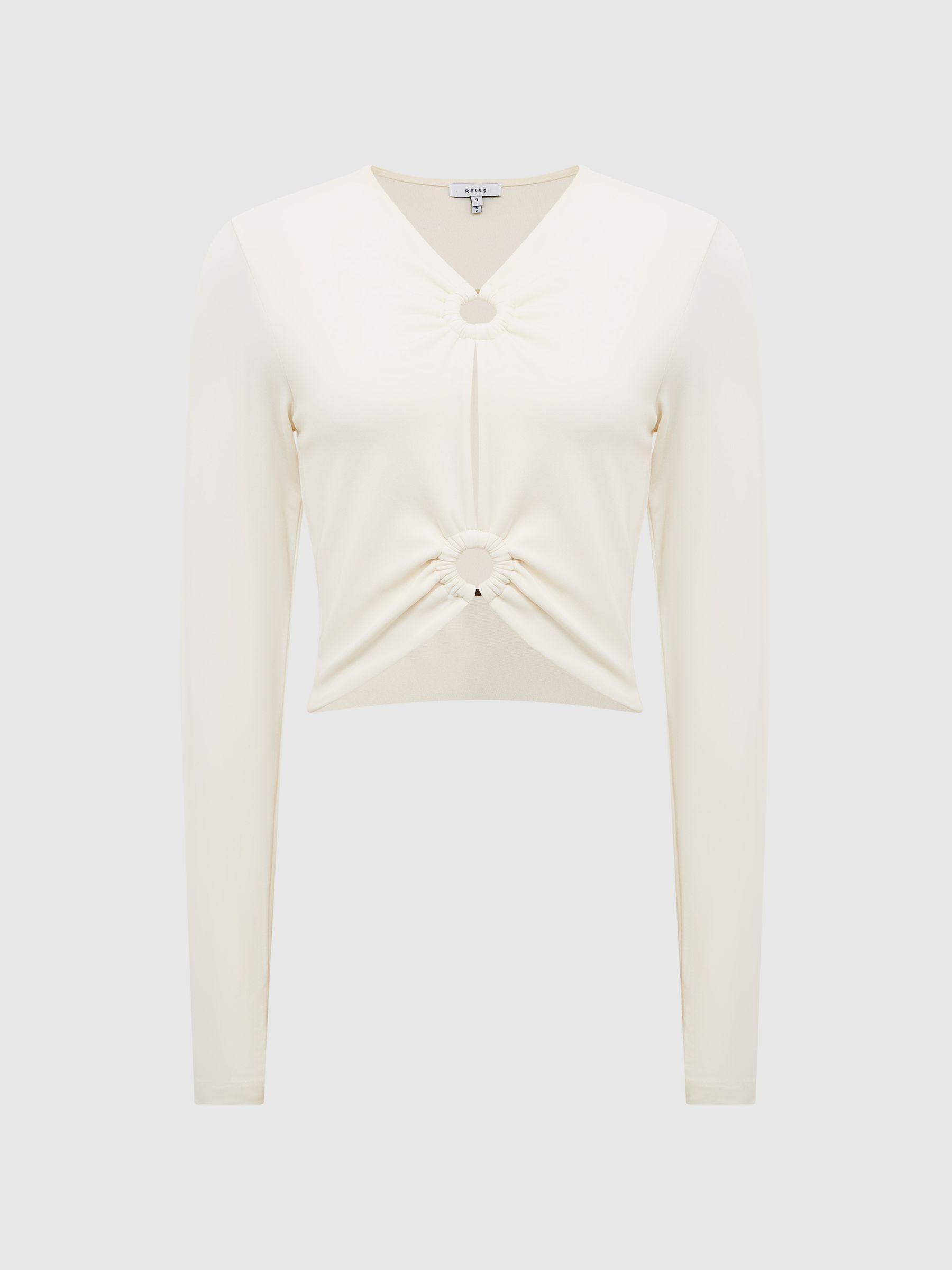 Ring Front Crop Top in Cream Product Image