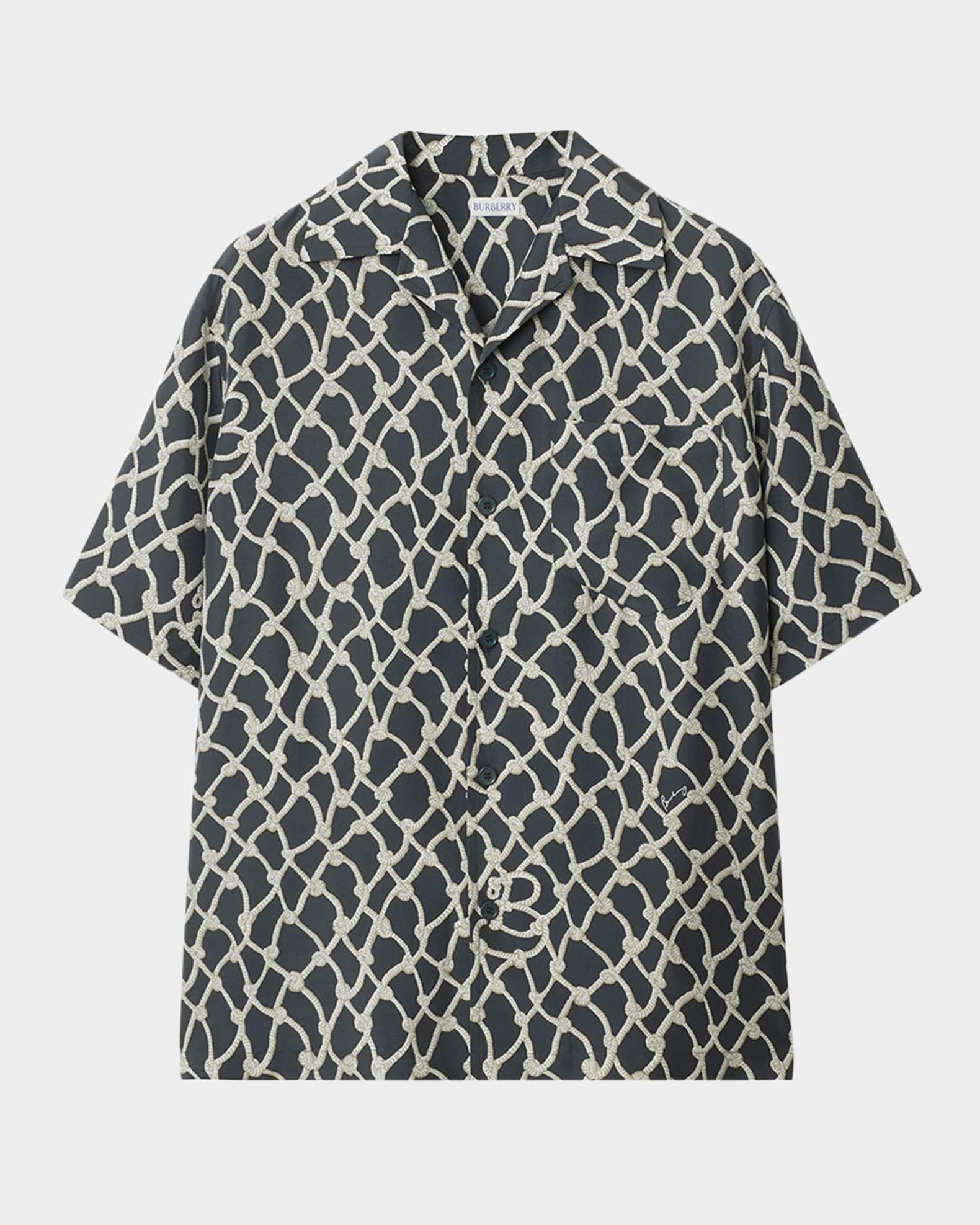 Mens Knot Printed Silk Camp Shirt Product Image