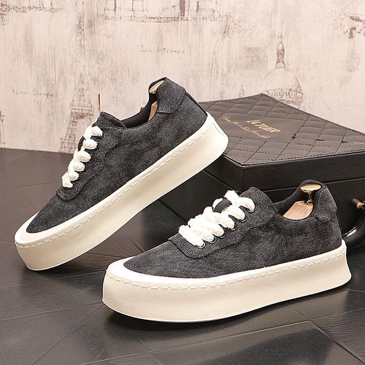 Canvas Lace-Up Platform Sneakers Product Image