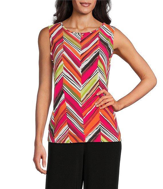 Investments Soft Separates Multi Broken Chevron Reversible Crew to Scoop Neck Sleeveless Top Product Image