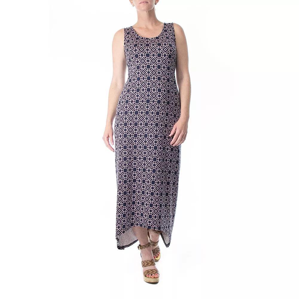 Women's Nina Leonard Printed High-Low Maxi Dress, Size: Medium, Blue Blush Product Image