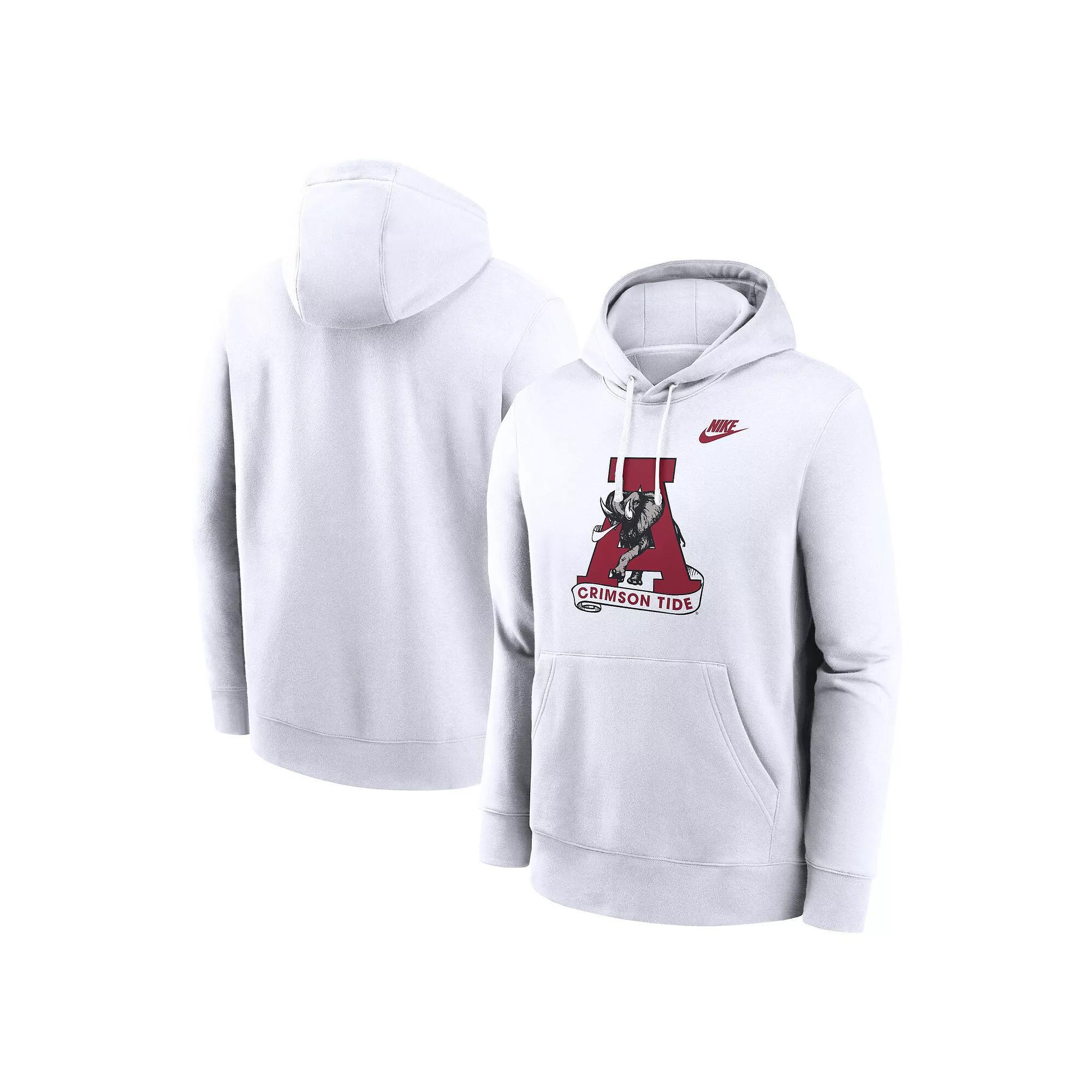 Men's Nike White Alabama Crimson Tide Legacy Logo Club Fleece Pullover Hoodie, Size: 2XL Product Image