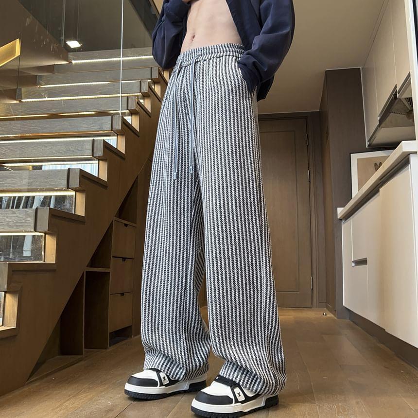 High Waist Striped Wide Leg Pants Product Image