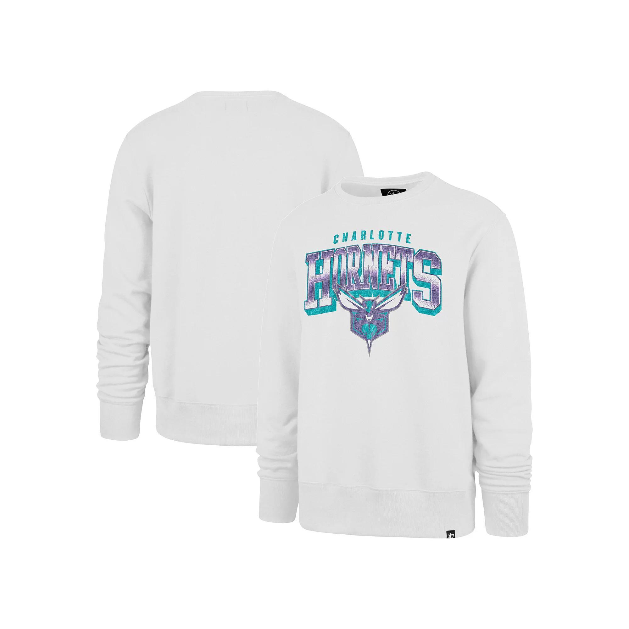 Men's '47 White Charlotte Hornets Spotlight Headline Pullover Sweatshirt, Size: 3XL, Chr White Product Image