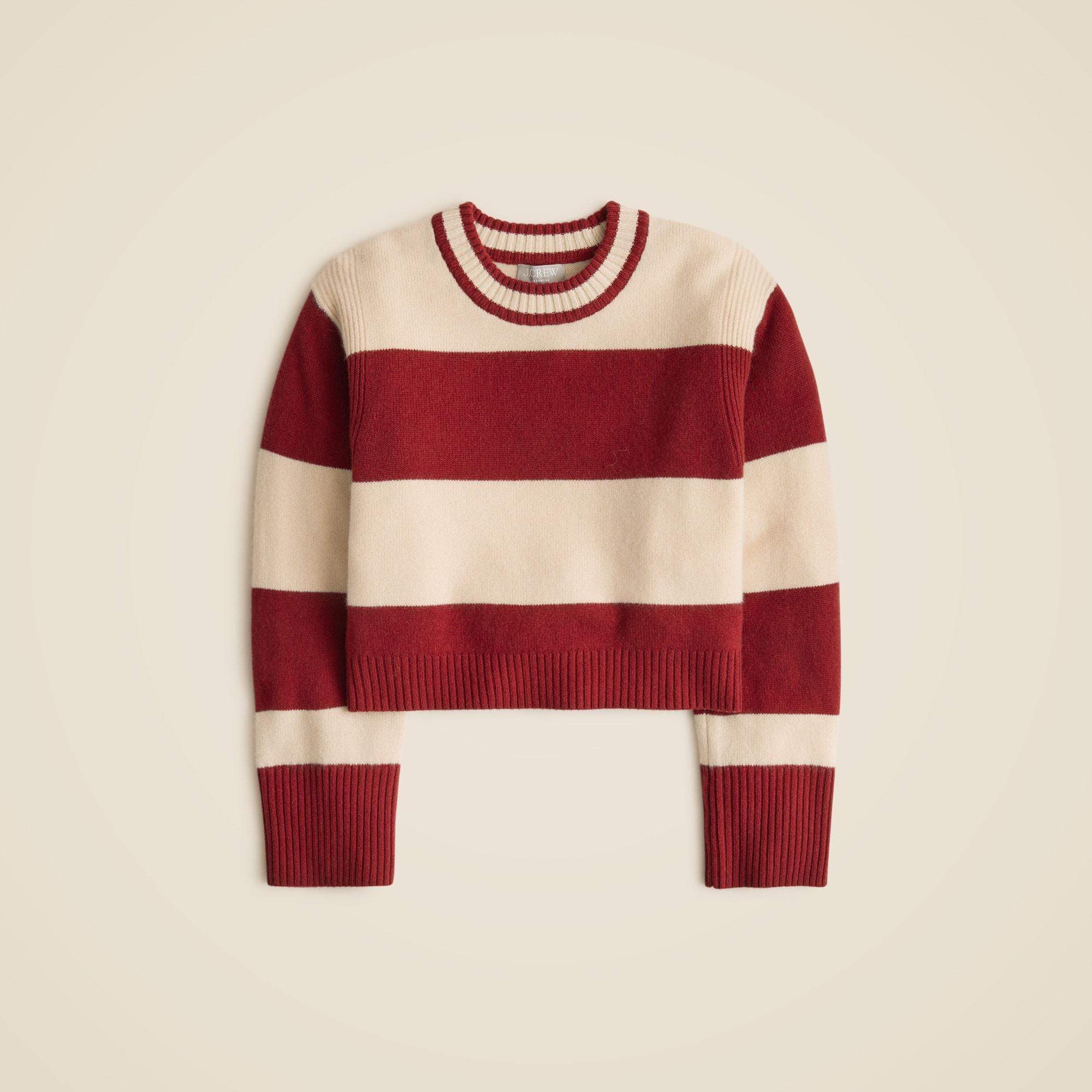 Cashmere crewneck sweater in rugby stripe Product Image