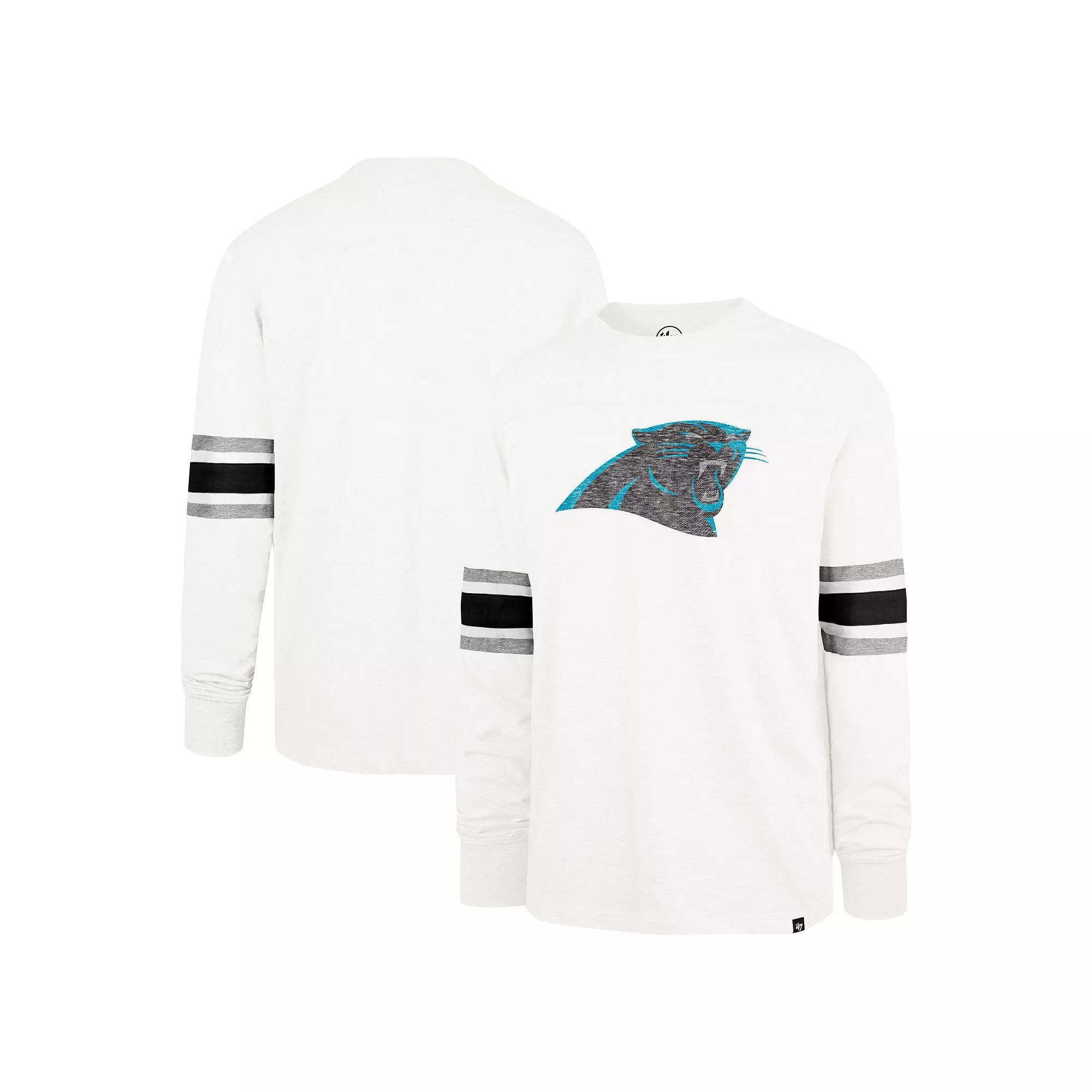 Men's '47 White Carolina Panthers Gridiron Premier Brex Long Sleeve T-Shirt, Size: XL Product Image