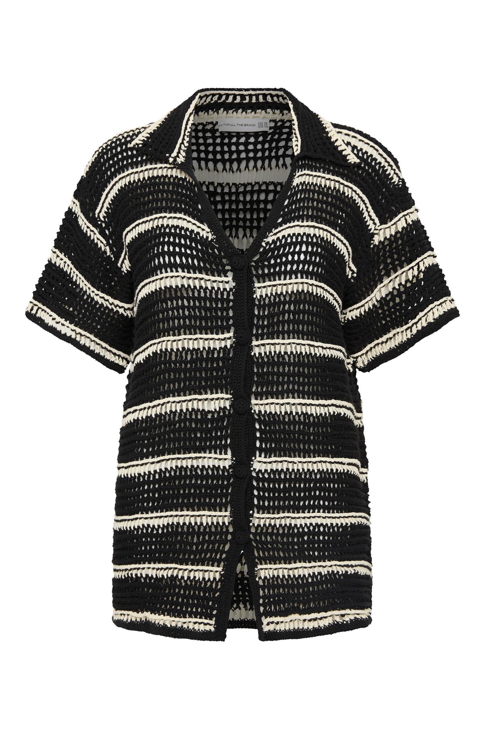 Gioia Handmade Crochet Shirt Black/Off White - Final Sale Product Image