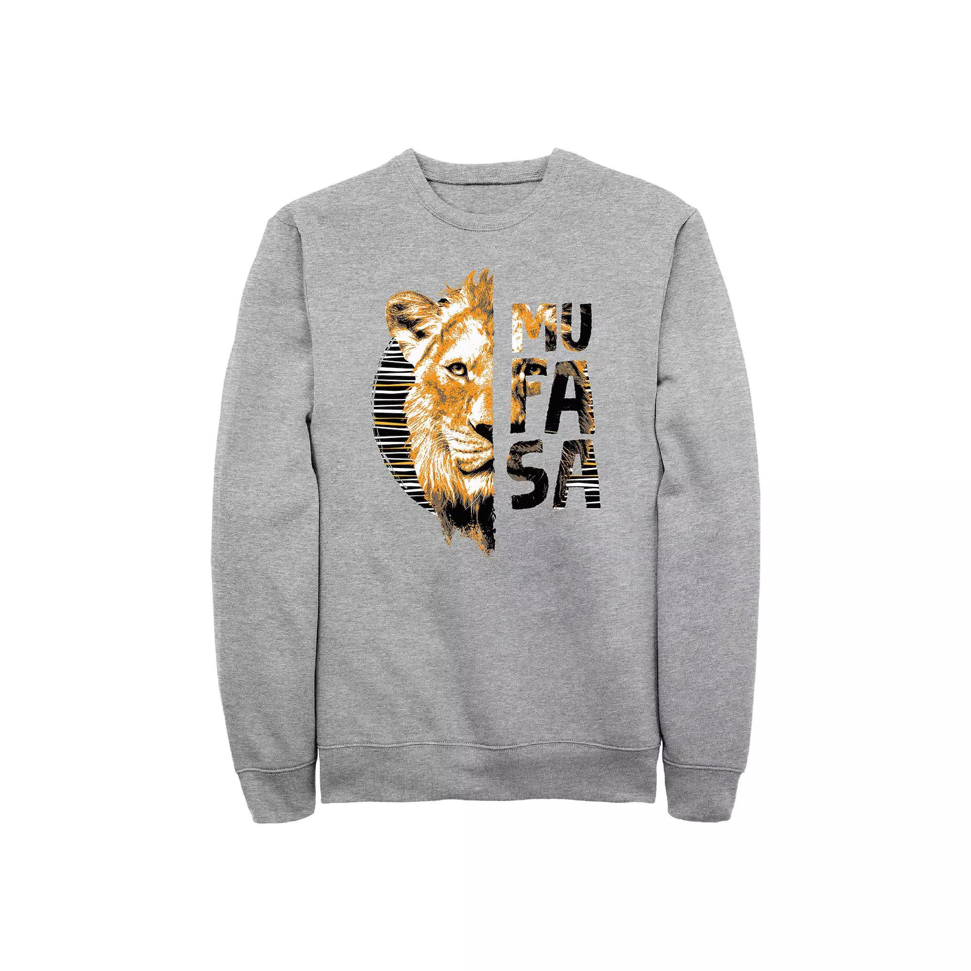 Disney's Mufasa The Lion King Head Portrait Men's Graphic Fleece, Size: XL, Athletic Grey Product Image