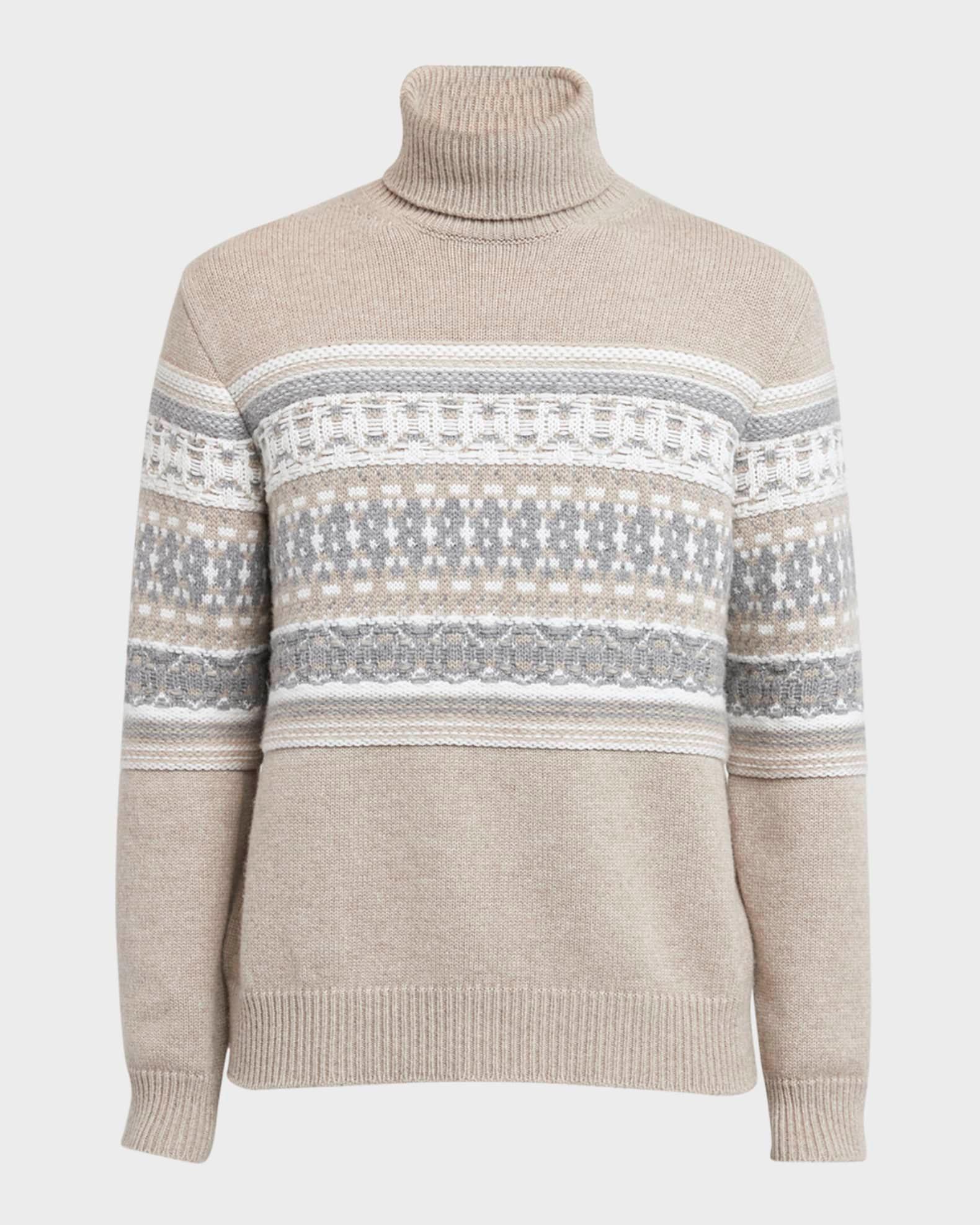 Men's Cashmere Jacquard Fair Isle Turtleneck Sweater Product Image