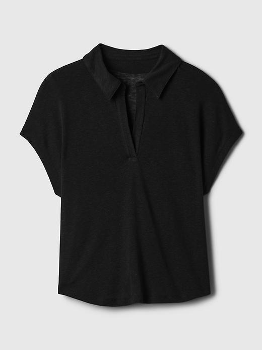 Linen-Blend Polo Shirt Product Image