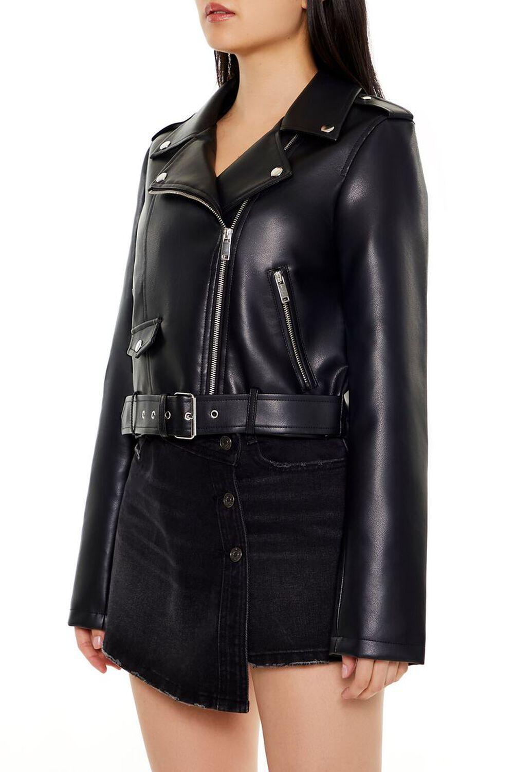 Faux Leather Cropped Moto Jacket | Forever 21 Product Image